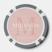 Monogramm und Name der personalisierten Bridesmaid Pokerchips (Rückseite)