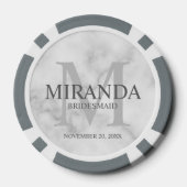 Monogramm und Name der personalisierten Bridesmaid Pokerchips (Rückseite)