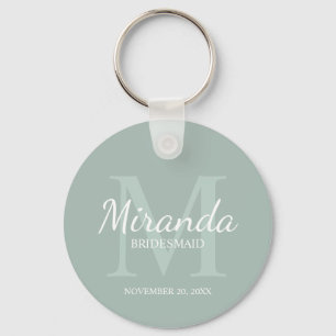 Monogramm und Name der personalisierten Bridesmaid Schlüsselanhänger