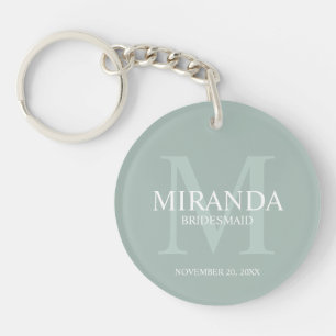 Monogramm und Name der personalisierten Bridesmaid Schlüsselanhänger