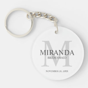 Monogramm und Name der personalisierten Bridesmaid Schlüsselanhänger