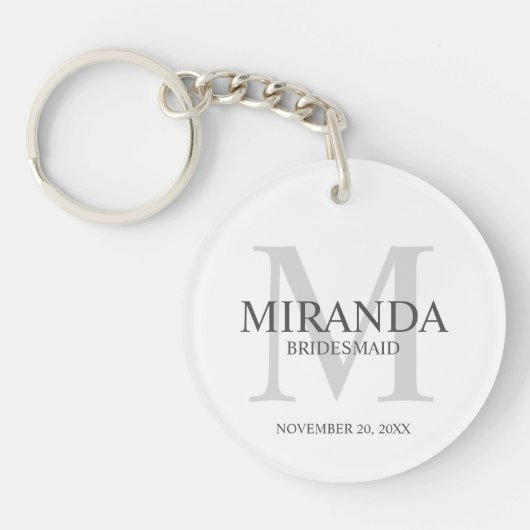 Monogramm und Name der personalisierten Bridesmaid Schlüsselanhänger (Vorderseite)