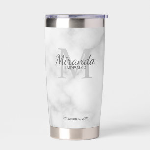 Monogramm und Name der personalisierten Bridesmaid Thermobecher