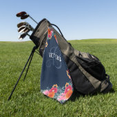 Monogramm und Name der rosafarbenen Orange Floral  Golfhandtuch (Gras)
