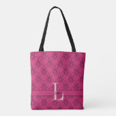 Monogramm und Name der Rübe Lila und rosa Herz Tasche (Rückseite)