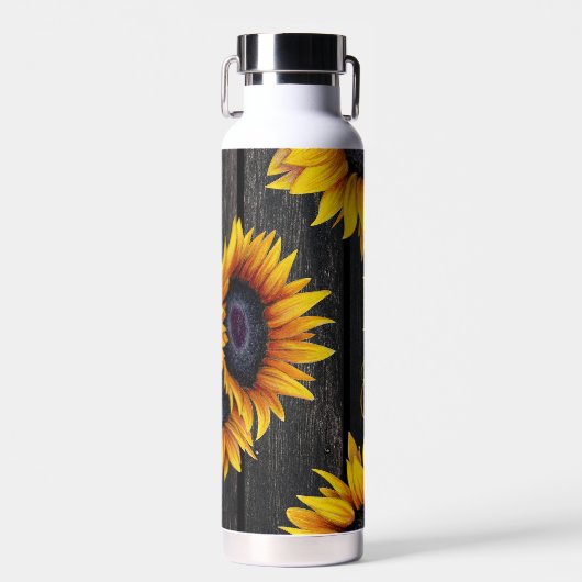 Monogramm und Name der Sonnenblume personalisiert Trinkflasche (Vorne)