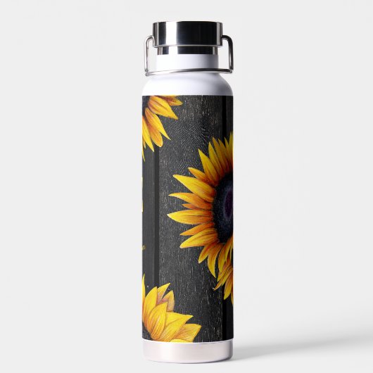 Monogramm und Name der Sonnenblume personalisiert Trinkflasche (Rückseite)