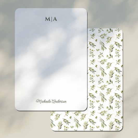 Monogramm und Name des botanischen grünen Öls Mitteilungskarte