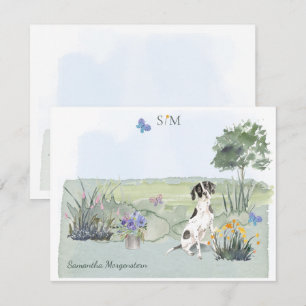 Monogramm und Name des englischen Pointer Dog Butt Mitteilungskarte