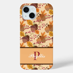 Monogramm und Name des Herbstfallen-Blätter - Case-Mate iPhone Hülle