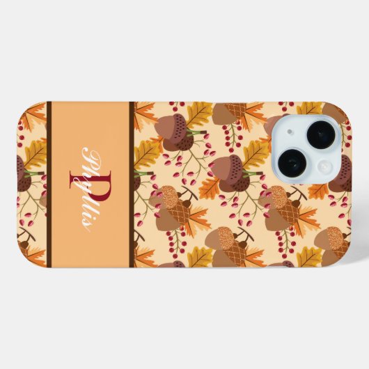 Monogramm und Name des Herbstfallen-Blätter - Case-Mate iPhone Hülle (Rückseite (Horizontal))