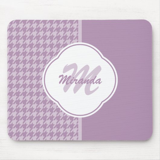 Monogramm und Name des hübschen Lila Hahnentrittmu Mousepad (Vorne)