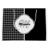 Monogramm und Name des modernen Schwarz-weißen Hah Große Geschenktüte (Vorderseite)