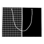 Monogramm und Name des modernen Schwarz-weißen Hah Große Geschenktüte (Rückseite)