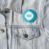 Monogramm und Name des modernen türkisfarbenen Hah Button (Beispiel)