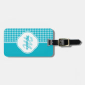 Monogramm und Name des modernen türkisfarbenen Hah Gepäckanhänger (Vorderseite horizontal)