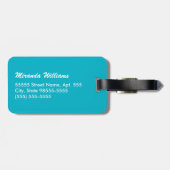 Monogramm und Name des modernen türkisfarbenen Hah Gepäckanhänger (Rückseite horizontal)