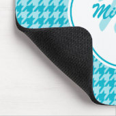 Monogramm und Name des modernen türkisfarbenen Hah Mousepad (Ecke)