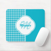 Monogramm und Name des modernen türkisfarbenen Hah Mousepad (Mit Mouse)