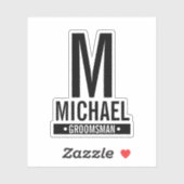 Monogramm und Name des personalisierten Trauzeugen Aufkleber (Blatt)