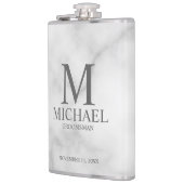 Monogramm und Name des Personalisierten Trauzeugen Flachmann (Links)