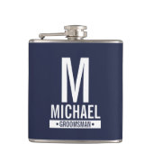 Monogramm und Name des personalisierten Trauzeugen Flachmann (Vorderseite)