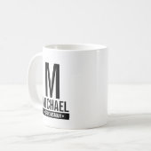 Monogramm und Name des personalisierten Trauzeugen Kaffeetasse (Vorderseite Links)