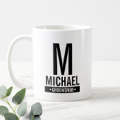 Monogramm und Name des personalisierten Trauzeugen Kaffeetasse