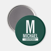 Monogramm und Name des personalisierten Trauzeugen Magnet (Vorderseite/Rückseite)