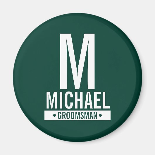 Monogramm und Name des personalisierten Trauzeugen Magnet (Vorne)