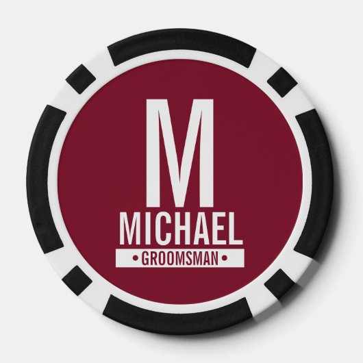 Monogramm und Name des personalisierten Trauzeugen Pokerchips (Rückseite)