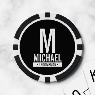 Monogramm und Name des personalisierten Trauzeugen Pokerchips