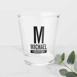 Monogramm und Name des personalisierten Trauzeugen Schnapsglas
