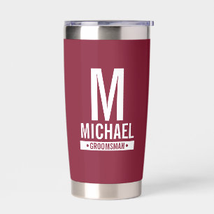 Monogramm und Name des personalisierten Trauzeugen Thermobecher