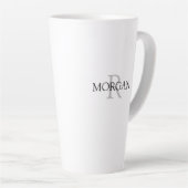 Monogramm und Name Einfaches Design Schwarz & Grau Milchtasse (Rechte Ecke)