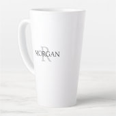 Monogramm und Name Einfaches Design Schwarz & Grau Milchtasse (Linke Ecke)
