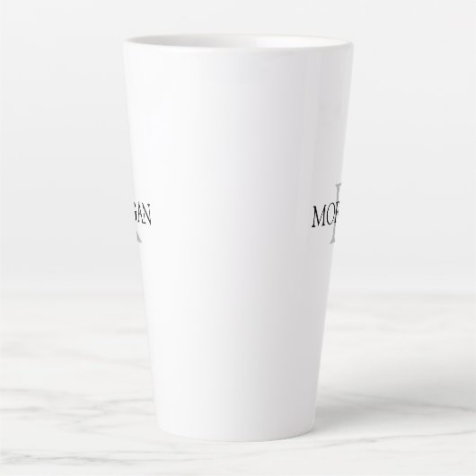 Monogramm und Name Einfaches Design Schwarz & Grau Milchtasse (Vorderseite)