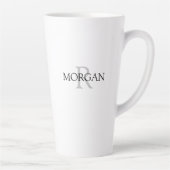 Monogramm und Name Einfaches Design Schwarz & Grau Milchtasse (Rechts)