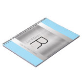 Monogramm und Name, gebürstetes Silber, Pulver bla Notizblock (Linke Seite)