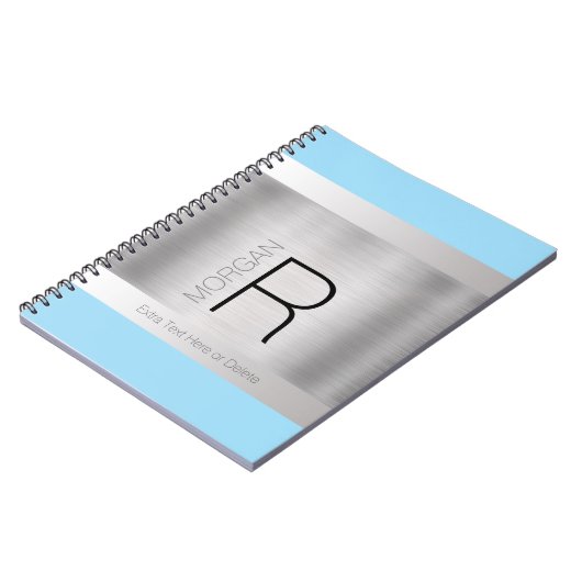 Monogramm und Name, gebürstetes Silber, Pulver bla Notizblock (Linke Seite)