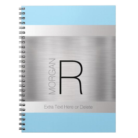 Monogramm und Name, gebürstetes Silber, Pulver bla Notizblock (Vorderseite)