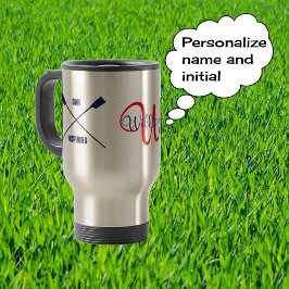 Monogramm und Name gekreuzte Ruder Reisebecher