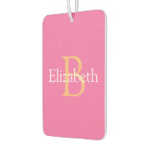 Monogramm und Name, gelb oder und weißer Text auf Autolufterfrischer (Links)