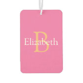 Monogramm und Name, gelb oder und weißer Text auf Autolufterfrischer (Rückseite)