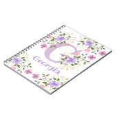 Monogramm und Name Georgien mit Blume Notizblock (Linke Seite)