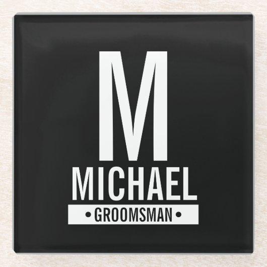Monogramm und Name Glas C des personalisierten Tra Glasuntersetzer (Vorderseite)
