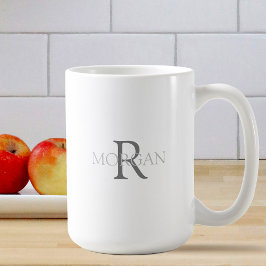 Monogramm und Name im grauen Text, einfaches Desig Kaffeetasse