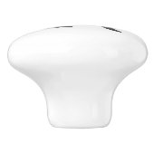 Monogramm und Name, klassisch weiß mit grauem Text Keramikknauf (Seitenansicht)