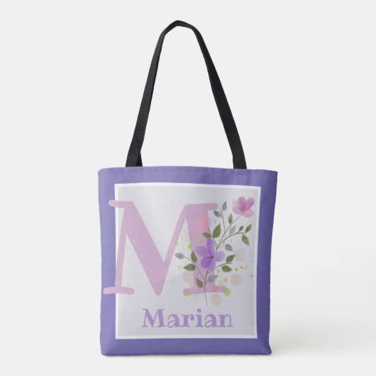 Monogramm und Name Marian mit Blume Tasche (Rückseite)