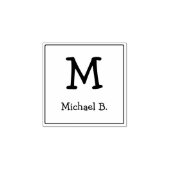 Monogramm und Name mit abgerundetem Quadrat Gummistempel (Prägung)